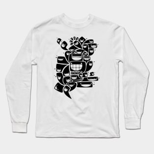 Happy Squiggles - 1-Bit Oddity - Black Version Long Sleeve T-Shirt